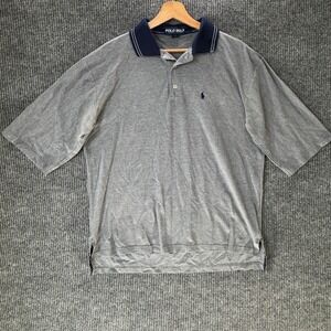 Vintage Polo Golf Ralph Lauren Mens Polo‎ Shirt Heathered Blue Trim XL